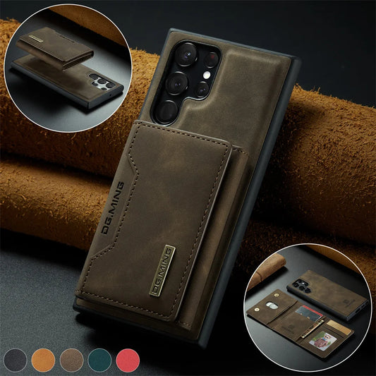 2 in 1 Magnetic Detachable Leather Wallet Case for Samsung S Series